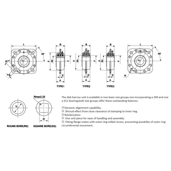 hex bore Agricultural Equipment Bearings DHU45R-209 DHU55R-211 DHU55R-211-I