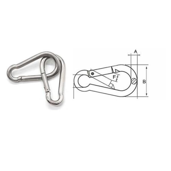 M6 201 Stainless Steel Snap Hook Carabiner Seat Belt Buckle Spring Hook