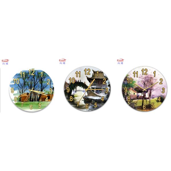 Decorative Custom Small Decor Decoration Bedroom UV Clock Glass Wall Large Sublimation Everyday