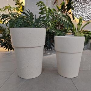 Buy cheap Cream Composite Clay Flower Pot with Smooth Hand Carved Design product
