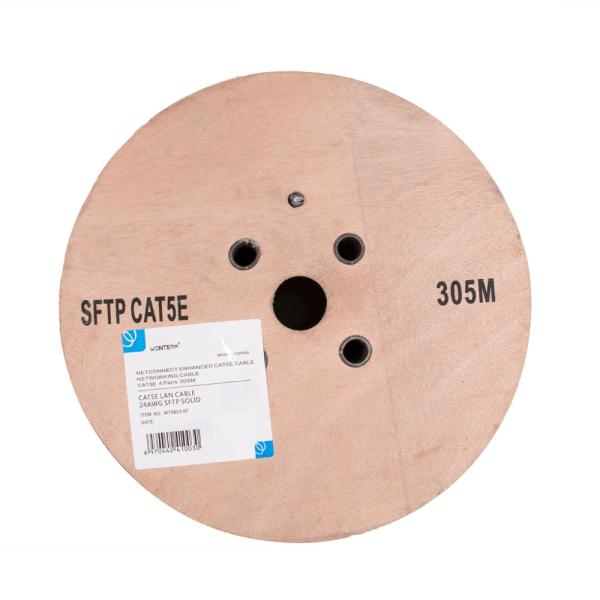 PE Insulation Network Cat5e Sftp Cable / 100% Copper Lan Cables 305 M / Roll