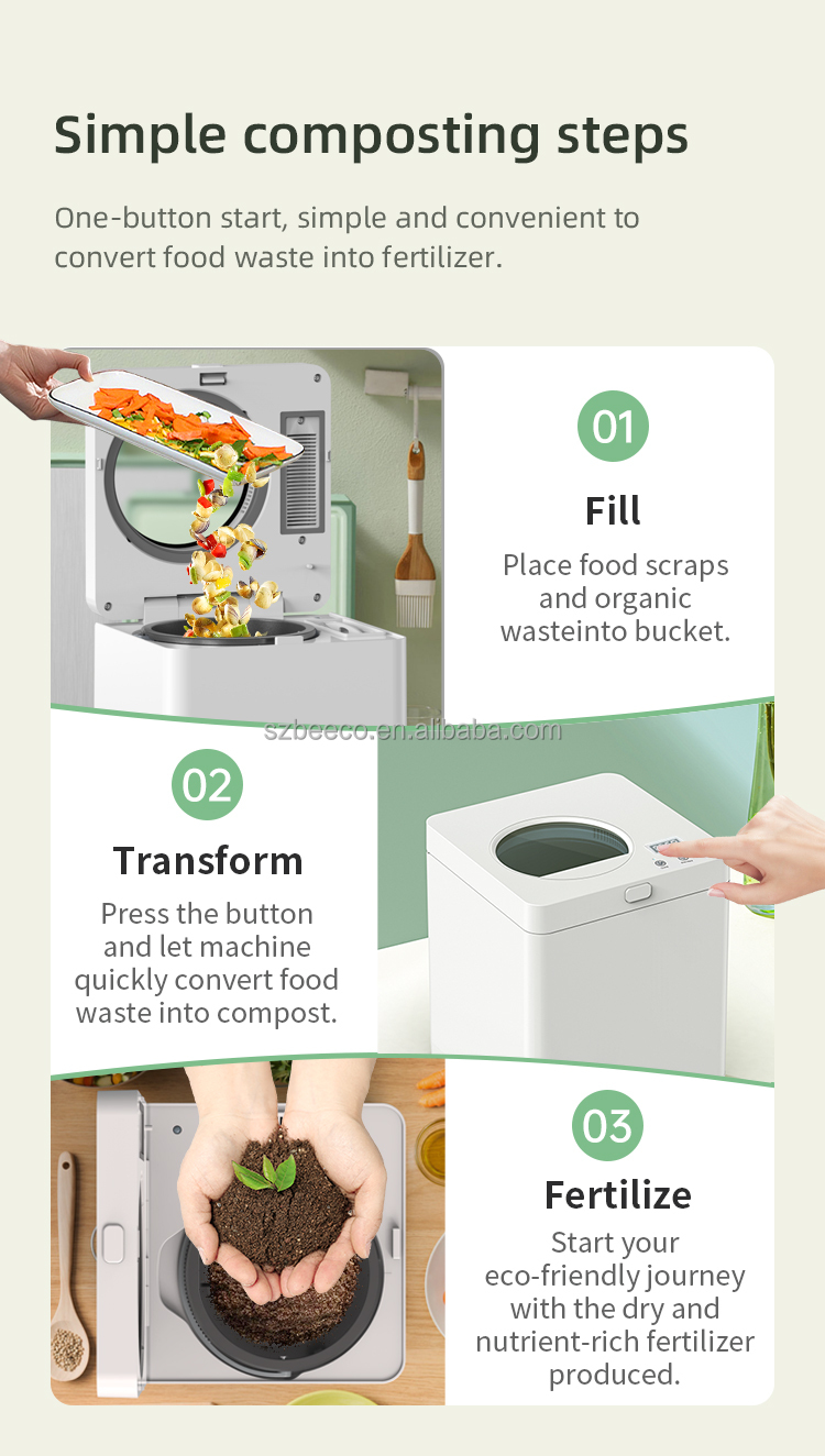 Household Food Waste Composter Recycle With Auto Reverse Grind System