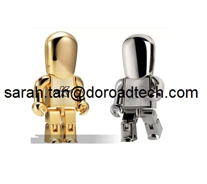 Metal Cartoon Robot Shape USB Flash Disk, True Capacity USB Pen Drives