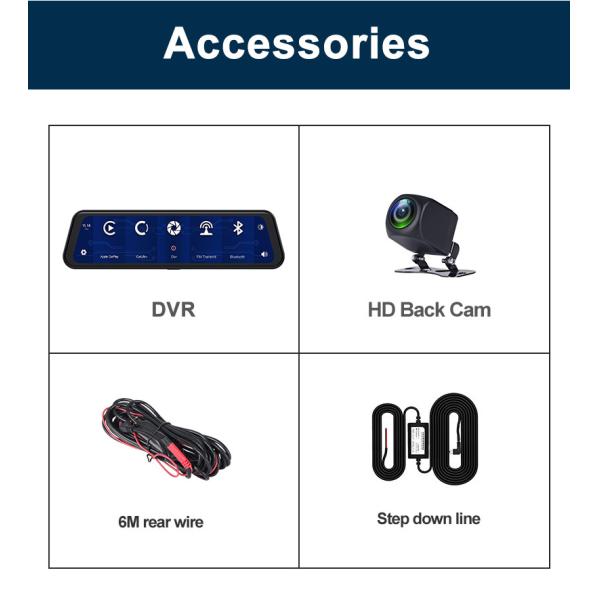 2K 1080P Android Wireless Carplay Dashboard Dash Cam 12inch Touch Screen