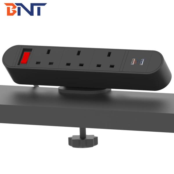 Clamp on desk design round corner desktop socket for conference table