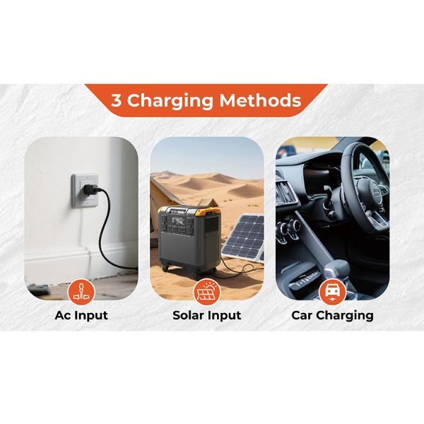 3000W Portable Power Station with EU Plug Flashlight and Jump Starter for Home Outdoor Use