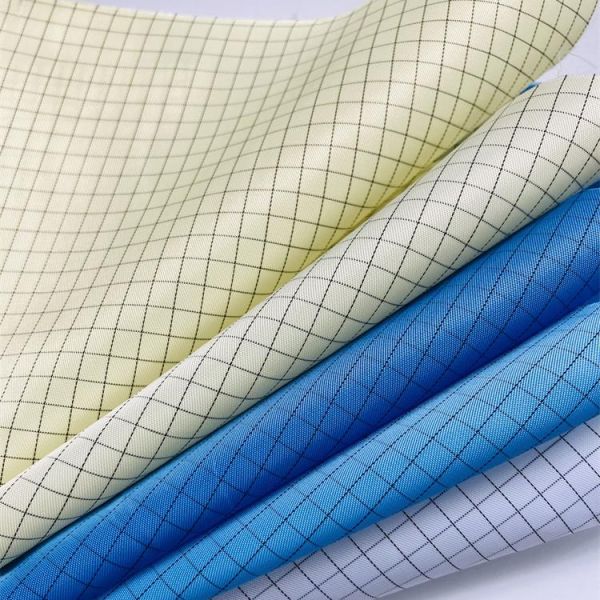 Conductive Cleanroom Anti Static Textiles 5MM Grid Polyester ESD Fabrics