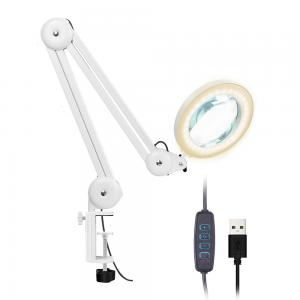China USB power input magnifier led lamp observation task desk  magnifying lamp with swivel arm clamp stand on sale