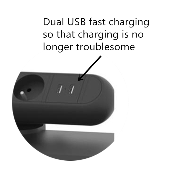 Black / White Clip USB Desktop Socket 3 Ways With CE Certification