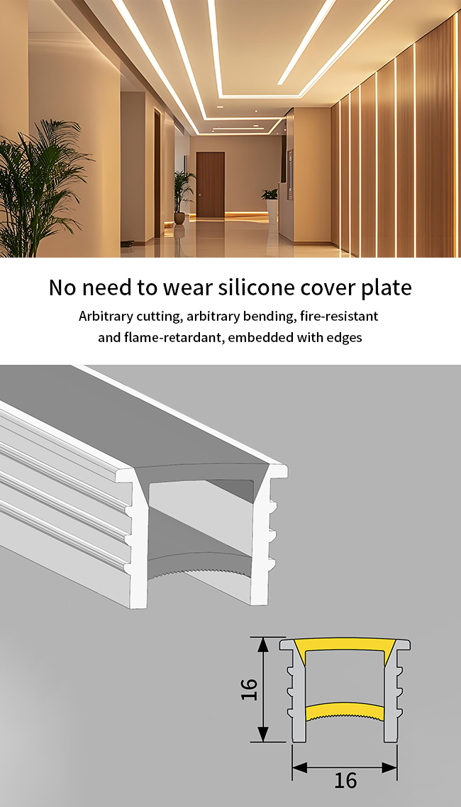 16*16mm LED Strip Silicone Cover For Indoor 10mm / 12mm Board Width