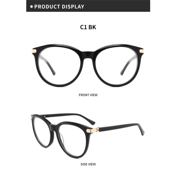 Eco Friendly Round Acetate Glasses Classic Retro Clear Lens Eyeglasses Frame 55mm