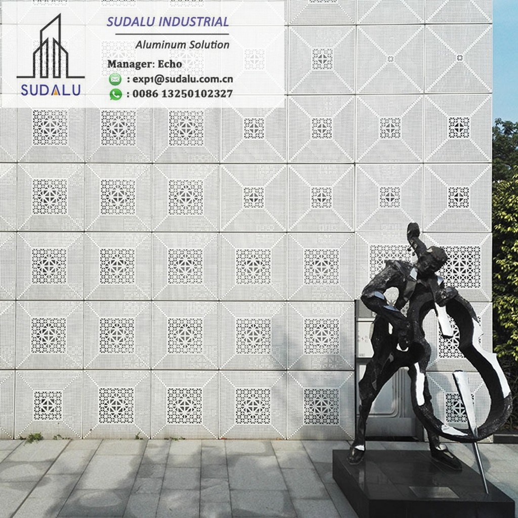 SUDALU Fashion Design Aluminum Perforated Panel For Building Facade Cladding Wall Aluminum Curvel Cut Panel