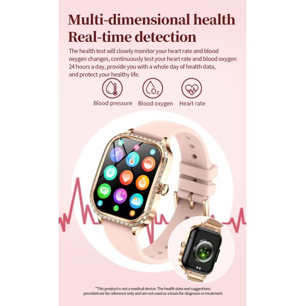 MK88 Women Smart Watch , Multi Sport Smart Watch Health Monitoring BT Call Blood Oxygen