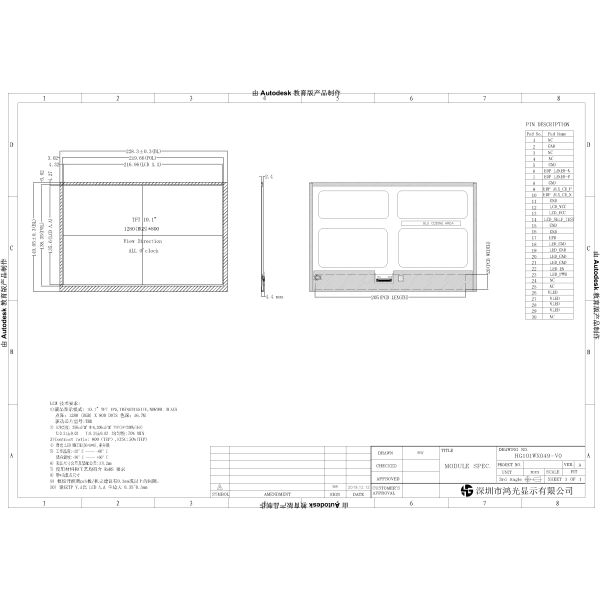 EDP Interface 10.1 Inch LCD Screen Industrial LCD Display 1280x800 300cd/m2