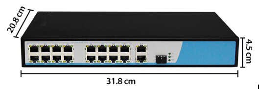 Full / Half Duplex Unmanaged POE Switch 19 Port Uplink With 100 Meters Transmission Distance