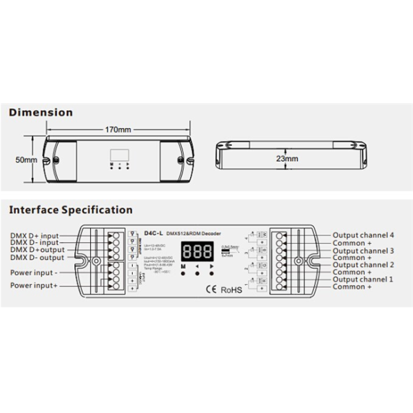 4 Channel DMX LED Driver Constant Current / Dmx LED Strip Controller For RGB Lamp