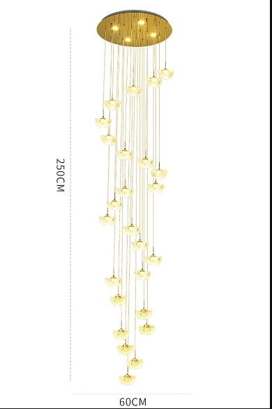 Duplex building living room lamp creative ingot crystal villa pendant light spiral staircase long chandelier