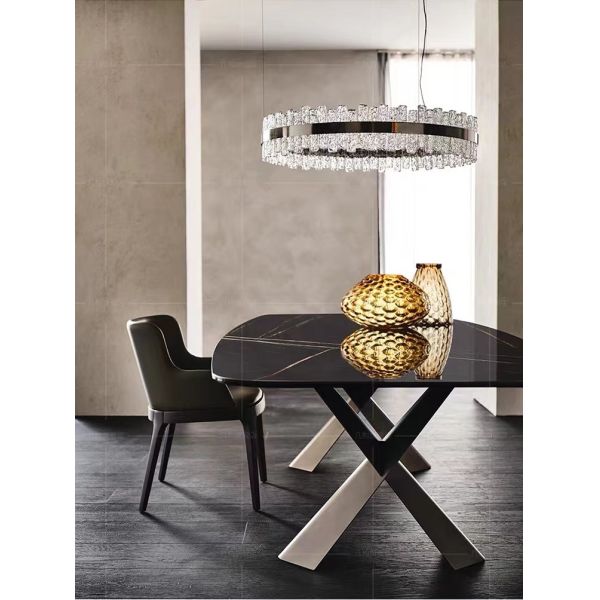 Luxury Dining Table Rectangular Marble Table Stone Table Top With X Legs