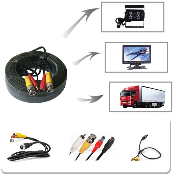 4 Pin And DC / RCA Camera Cable For CCTV Vehicle Monitoring System Signal