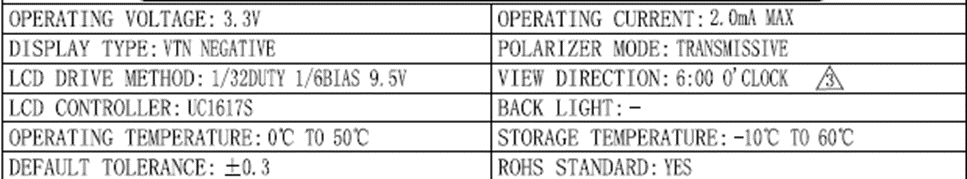 32PIN COG LCD Display 3.3V VTN NEGATIVE 1/32DUTY 1/6BIAS 9.5V ST7567