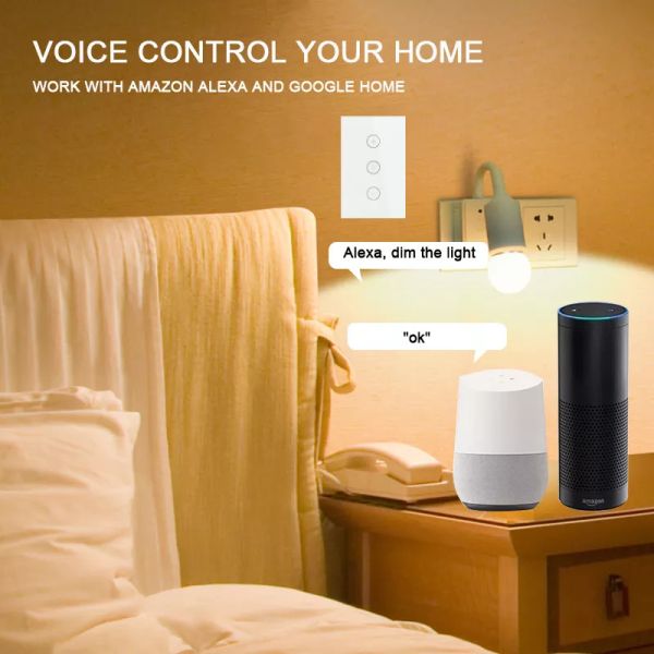 Tuya Smart Wifi Dimmer Switch US Standard Touch Panel App Control With Alexa Google