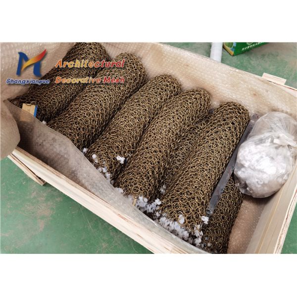 Electroplating Ring Mesh Curtain 1.2mm 10mm Rose Gold Wire Mesh