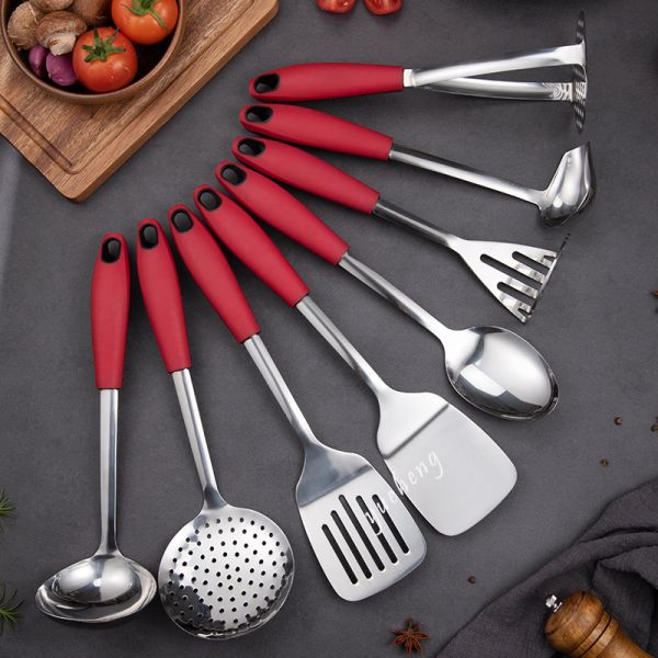 OEM Customized Cooking Tools Stainless Steel with PP+ TRP Handle Color Cookware kitchen Utensil set