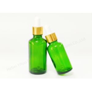 China Green Essential Oil Bottles 30ml Packaging Glass Frosted Dropper Bottles on sale