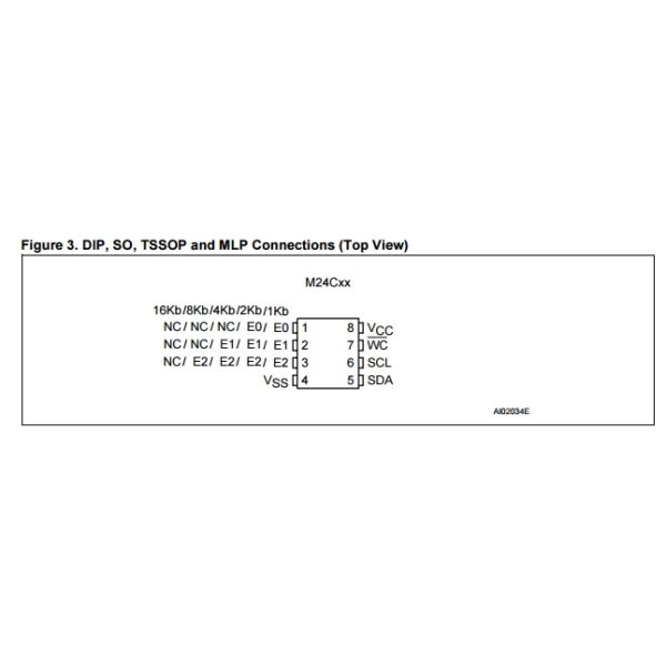 M24C08-WMN6TP 16Kbit , 8Kbit , 4Kbit , 2Kbit and 1Kbit Serial I²C Bus EEPROM