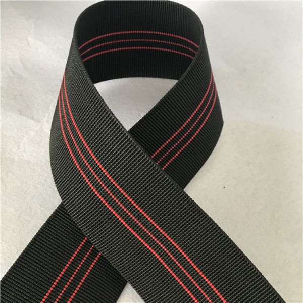 Black color Sofa Elastic Webbing 50%-60% Elongation With red Lines use for sofa seat