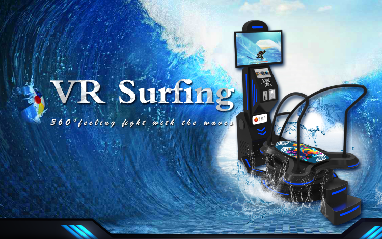 Black & Blue Standing Up 9D VR Surfing Motion Simulator Interactive Entertainment Games