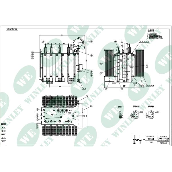 50MVA SZ20 Three Phase Power Transformer Oil Type Distribution Main Transformer 35KV To 10KV