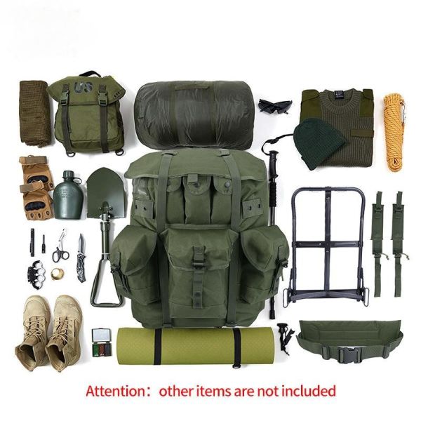 Iron Frame Olive Green Tactical Backpack Around 55L Outdoor Camping Backpack