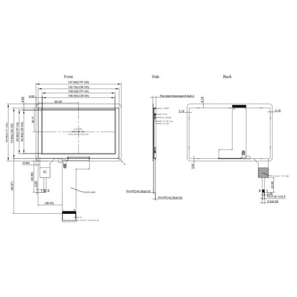 5 Inch Capacitive Touch LCD Monitor 40pin RGB Interface 1000 Brightness Resolution 800X480 Driver IC ST7262