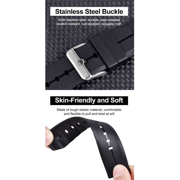 Waterproof TPU Wrist Rubber Watch Strap 22mm Size Quick Release