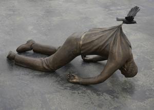 Buy cheap Surprisingly Bronze Statue Metal Man Gravity - Defying Sculpture Artists product