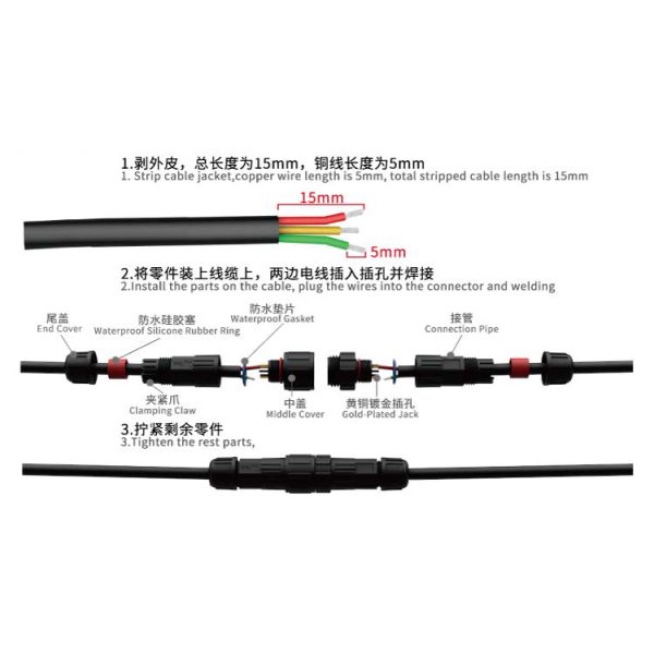 M16 9.0MM 2 3 4 Pin Ip68 Circular Connectors