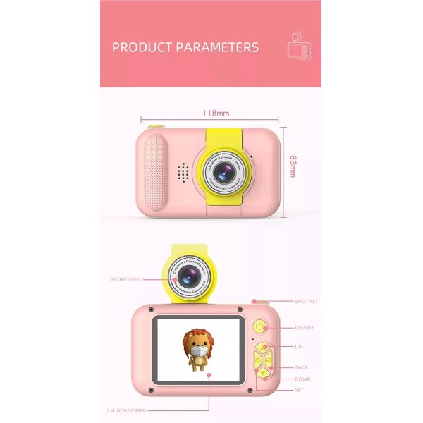 Auto Focusing Cute Cartoon IPS Screen Rechargeable Filter Photos 1080P Kids' Digital Camera