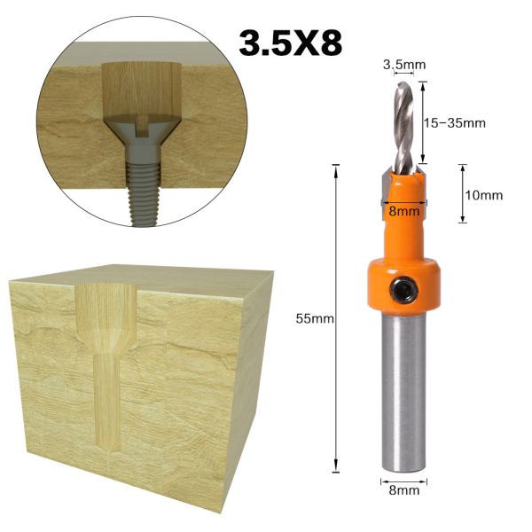 Online Wholesale 8mm Shank HSS Woodworking Countersink Router Bit Set Screw Extractor Remon Demolition for Wood Milling Cutter