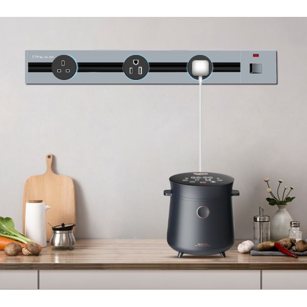 Desktop Wall Grade Track Power Socket Rail Outlet with 0.6/0.8/1.0/1.2/1.5M Length