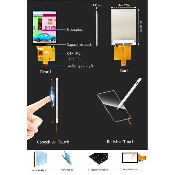 Polcd Custom 2.4 Inch Lcd Capacitive Touch Screen Display Panel 240*320 SPI Interface Tft Screen Module