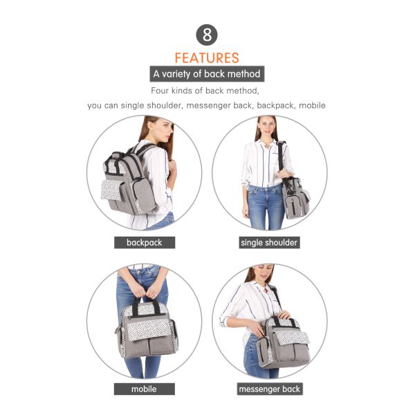 Large Capacity Maternity Mummy Diaper Bag Multi-functional Travel Backpack with Stroller Strap with Changing Station