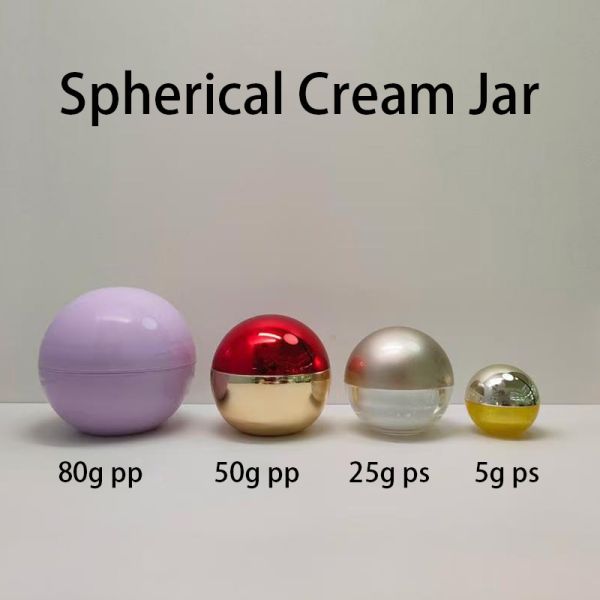 Custom Color 50g PS Plastic Lightweight Spherical Cream Jar with 100% Fresh PET and 20 Days Lead Time