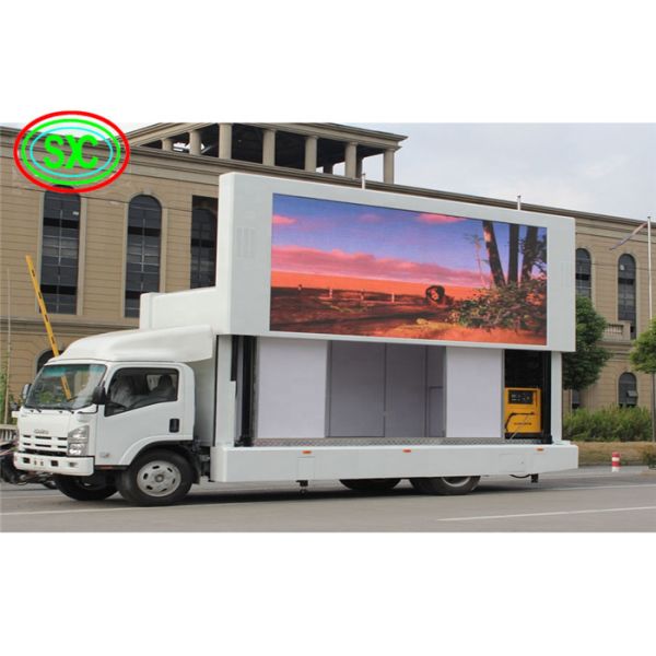 outdoor p6 full color advertising led screen installed on a truck with high brightness