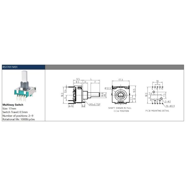 Metal Handle Multi-Loop Multi-Tap Rotary Switch with Button