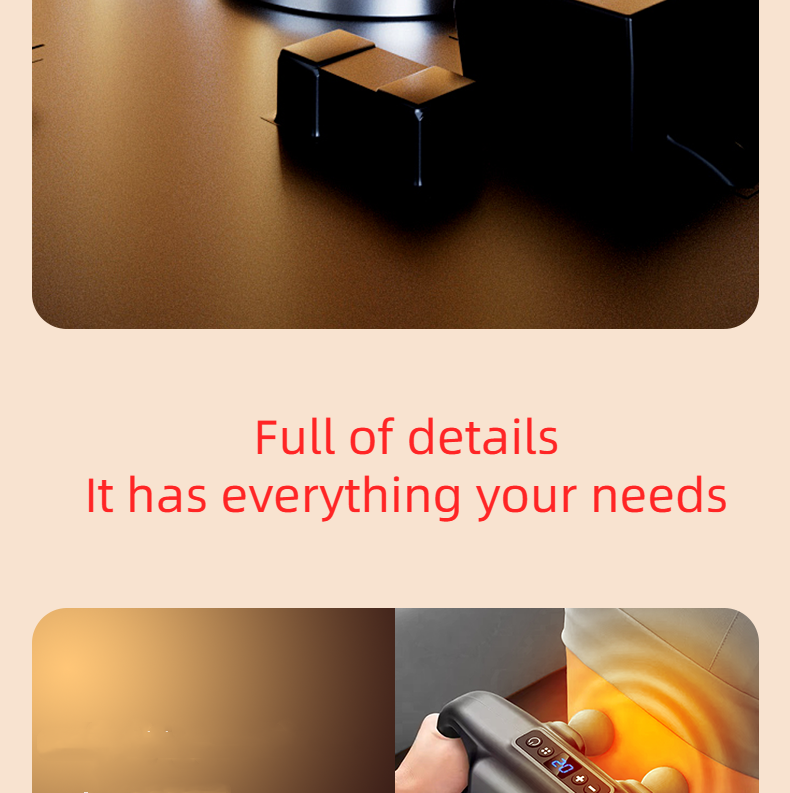 High Frequency Cordless Handheld Electric Massage Gun Deep Tissue 4 Head Massage Gun