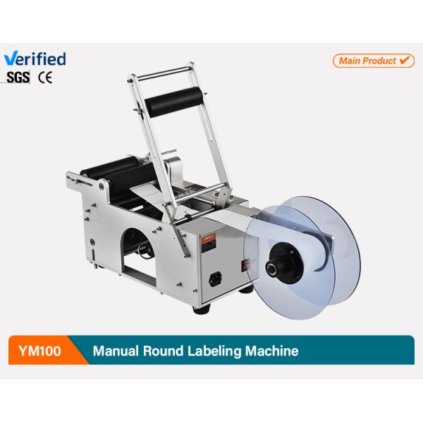 YM100 Manual Flat Labeling Machine For Cardboard Boxes / Square Bottles / Tin Cans