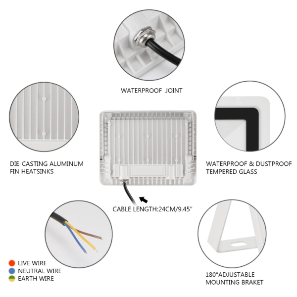 Long Life Span Industrial LED Flood Lights High Energy Efficiency Energy Saving