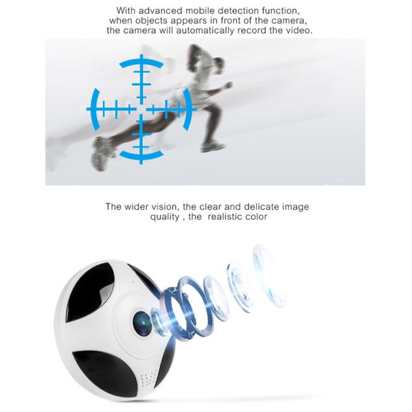 HD IP 360 Panoramic Vr Camera / Fisheye Ip Camera Intdoor Support IOS and Android
