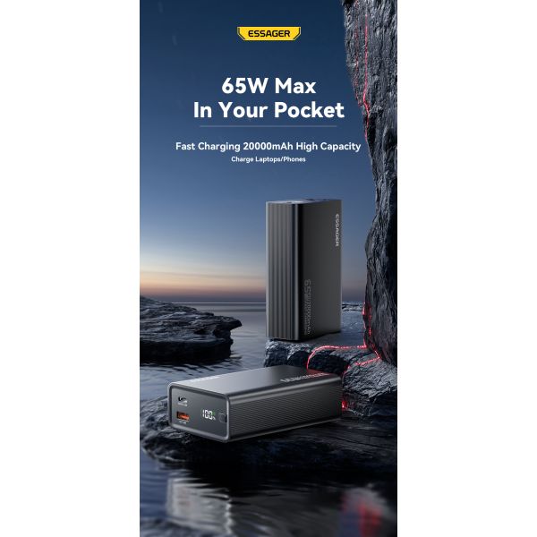 ESSAGER F2014 20000mah Power Bank 65W USB C 18W USB